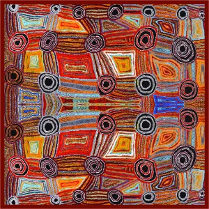 Aboriginal Art Cotton Tablecloth Square by Mary Napangardi Brown