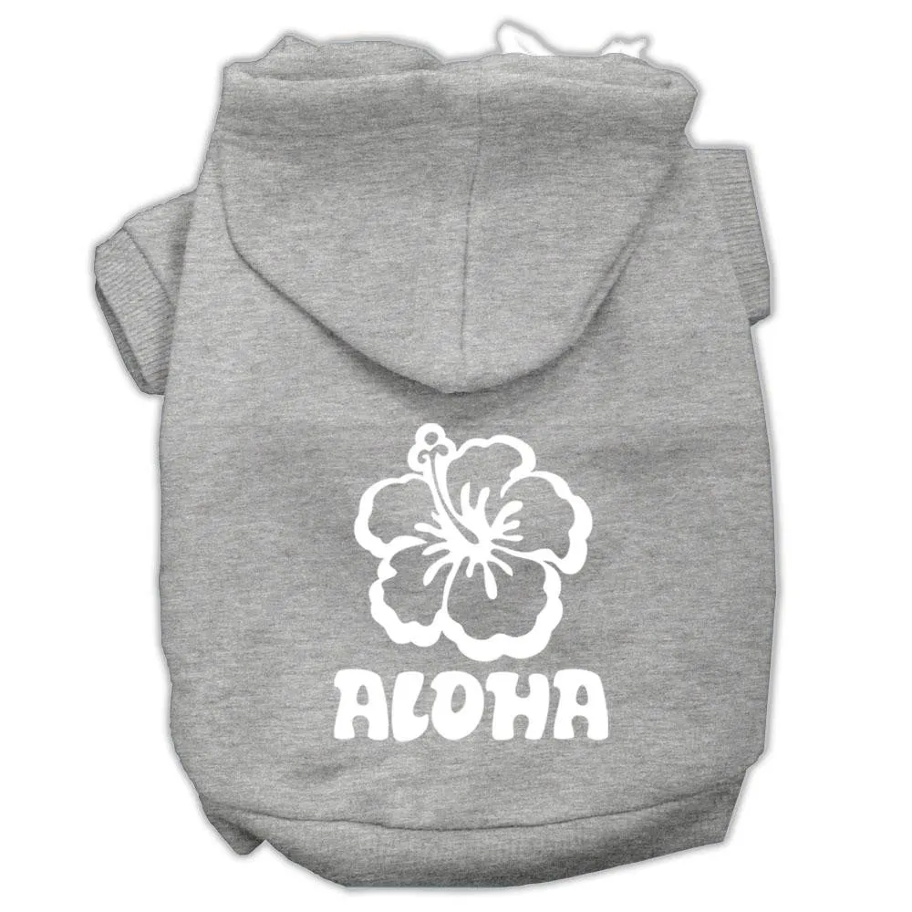 Aloha Flower Screen Print Pet Hoodies Grey Size Xl (16)