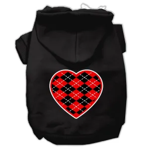 Argyle Heart Red Screen Print Pet Hoodies Black Size XXL (18)