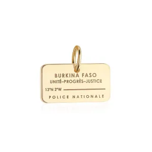 Burkina Faso Passport Stamp Charm Solid Gold