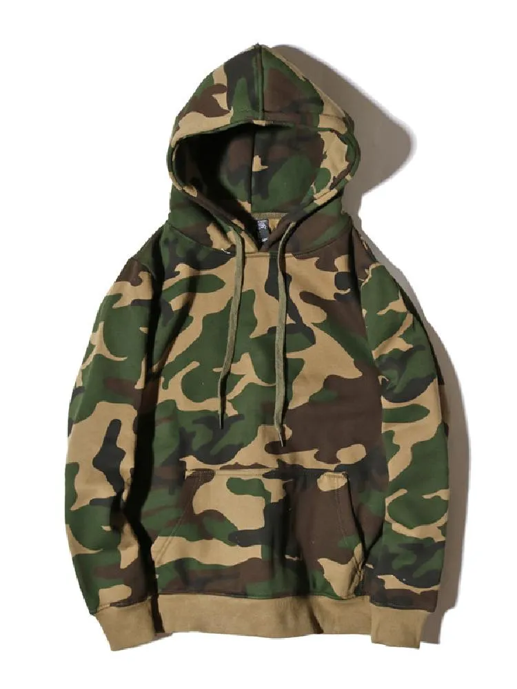 Camouflage Velvet Loose Fitting Hoodie