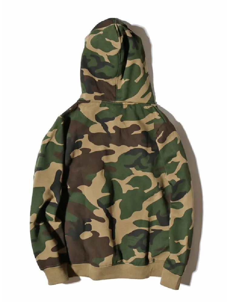 Camouflage Velvet Loose Fitting Hoodie