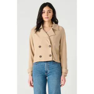 Certainly! Here’s an optimized title for your e-commerce product:

Stylish Double-Breasted Knit Trench Coat - Short Length