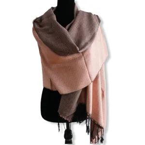 Double-faced Diamond Handwoven Shawl - Salmon