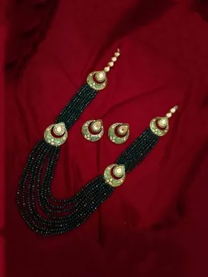 Drop Meena Bali Long Necklace And Earring Set