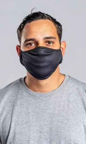 Face Mask Plain Black Combed Cotton