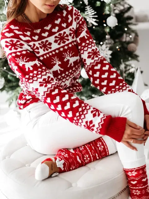 Festive Winter Christmas Sweaters Long Sleeve