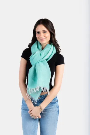 Handwoven Linen Scarf - Teal