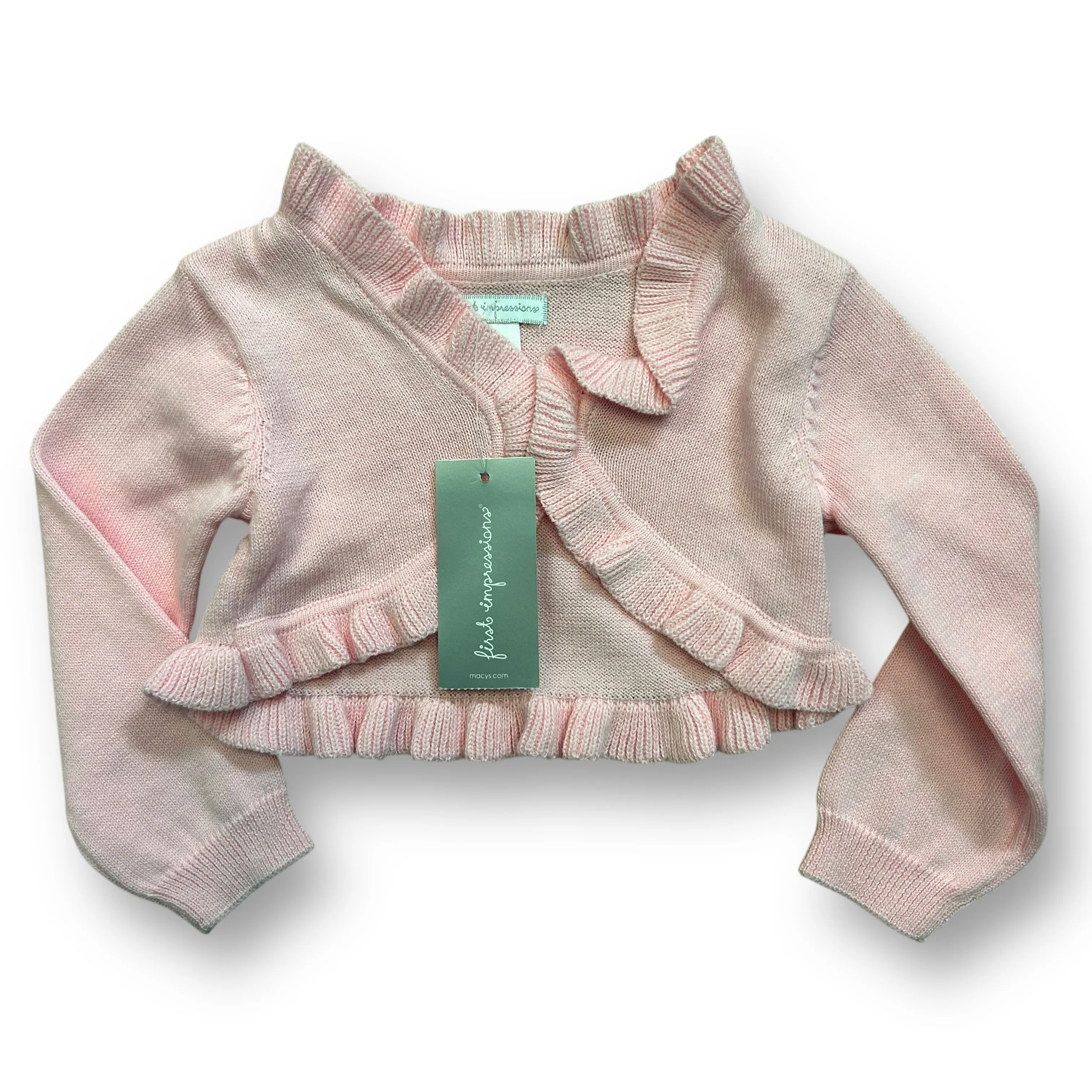 NEW! Girls First Impressions Size 3-6 Months Light Pink Ruffle Cardigan