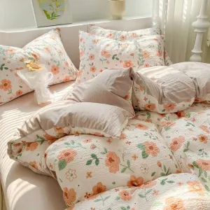 SINOTAO  -  Bedding Set Minimalist Rural Style Floral. Selsack Four PIECE Set, Washing Cotton Bed Sheets, Bed Sheets,Covers, Girl