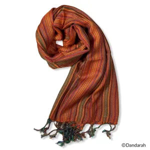 Small Striped Handwoven Scarf - Orange