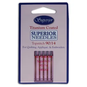 Superior Titanium Coated Topstitch Needles - SIZE 90/14 - 5 pack