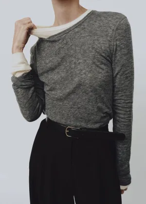 WOOL TENCEL CREW NECK TOP